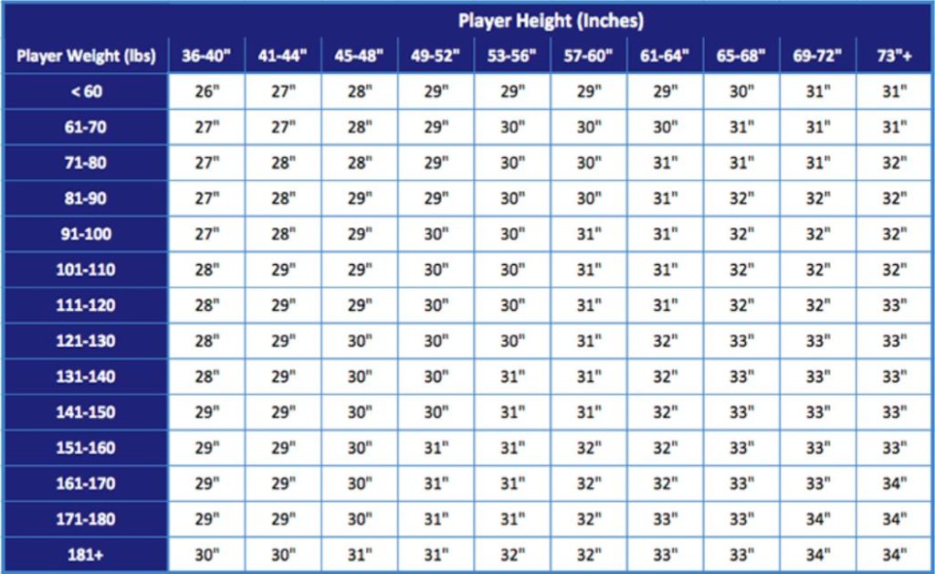 Baseball Bat  Size Chart